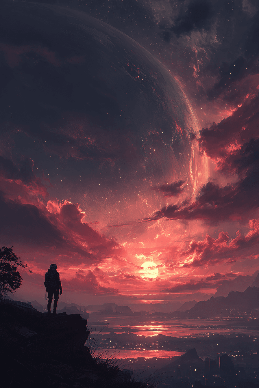 A cinematic photograph of a lone astronaut standing - AI-generated image created with Midjourney. Prompt: "A cinematic photograph of a lone astronaut standing"