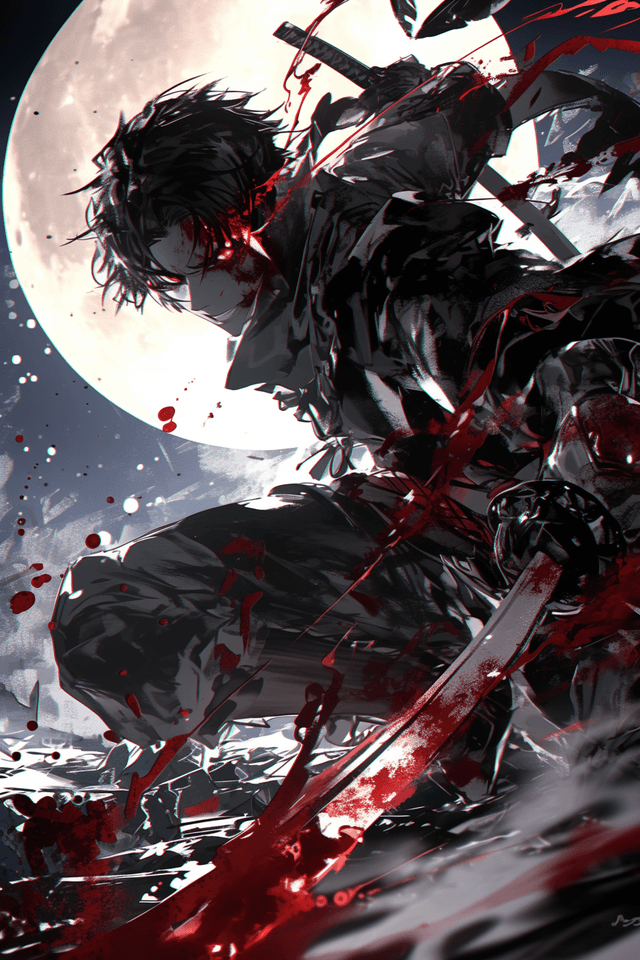 Dynamic monochromatic anime sketch of a male samurai - AI-generated image created with Midjourney. Prompt: "Dynamic monochromatic anime sketch of a male samurai"