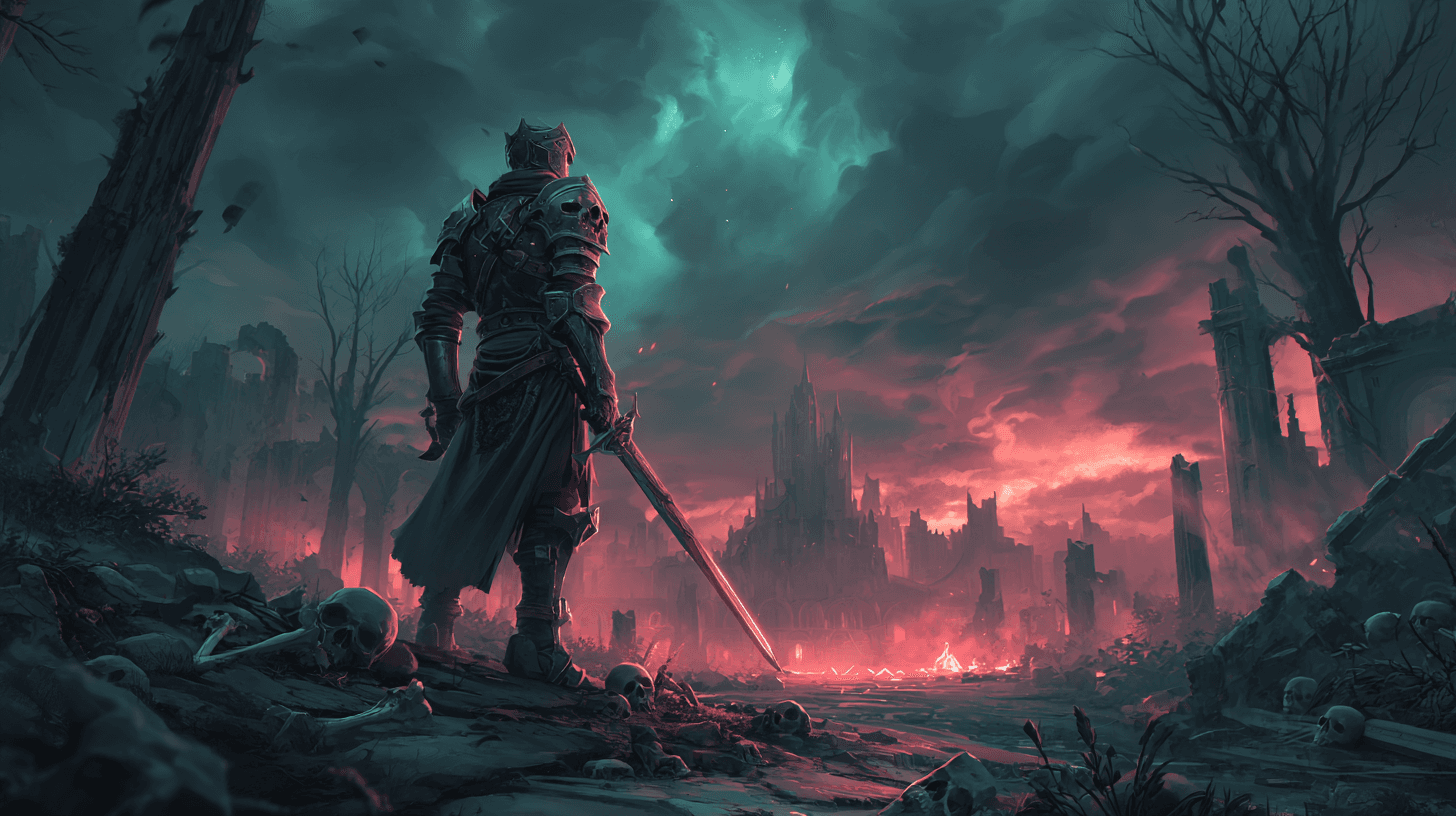 Old School RuneScape concept art battle-scarred PKer - AI-generated image created with Midjourney. Prompt: "Old School RuneScape concept art battle-scarred PKer"